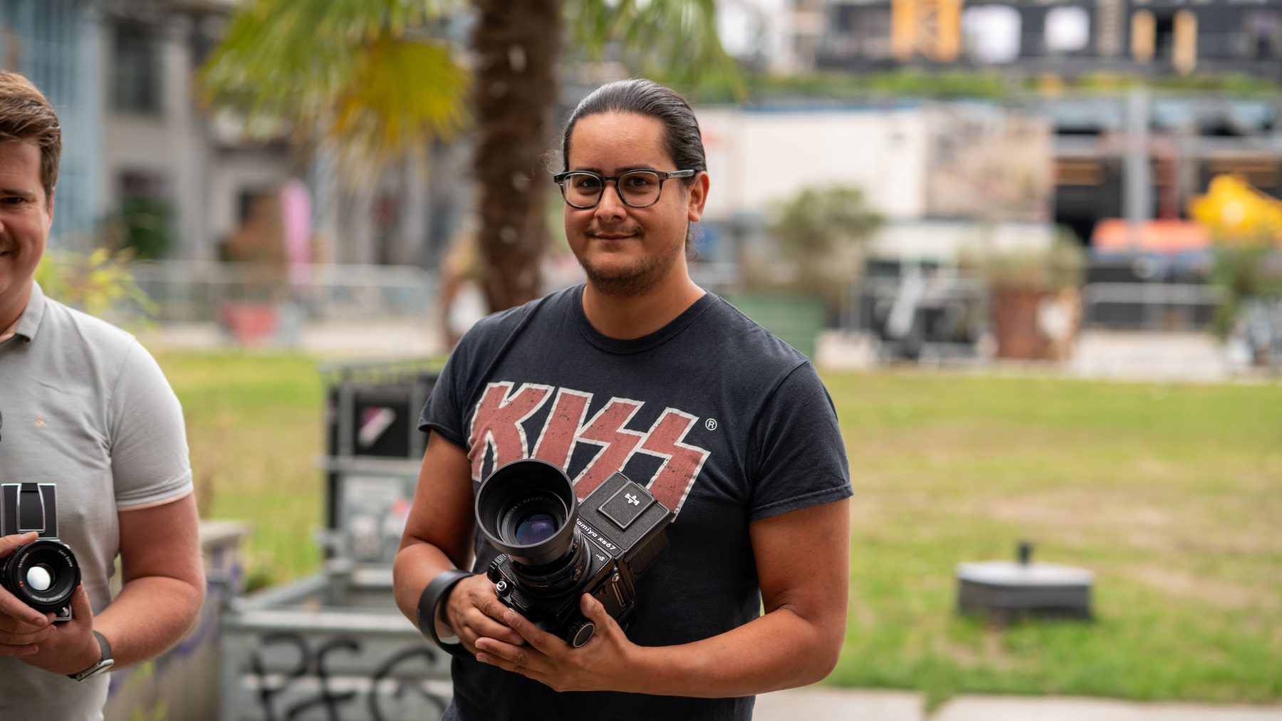 Miguel with a medium-format camera in Eindhoven.
