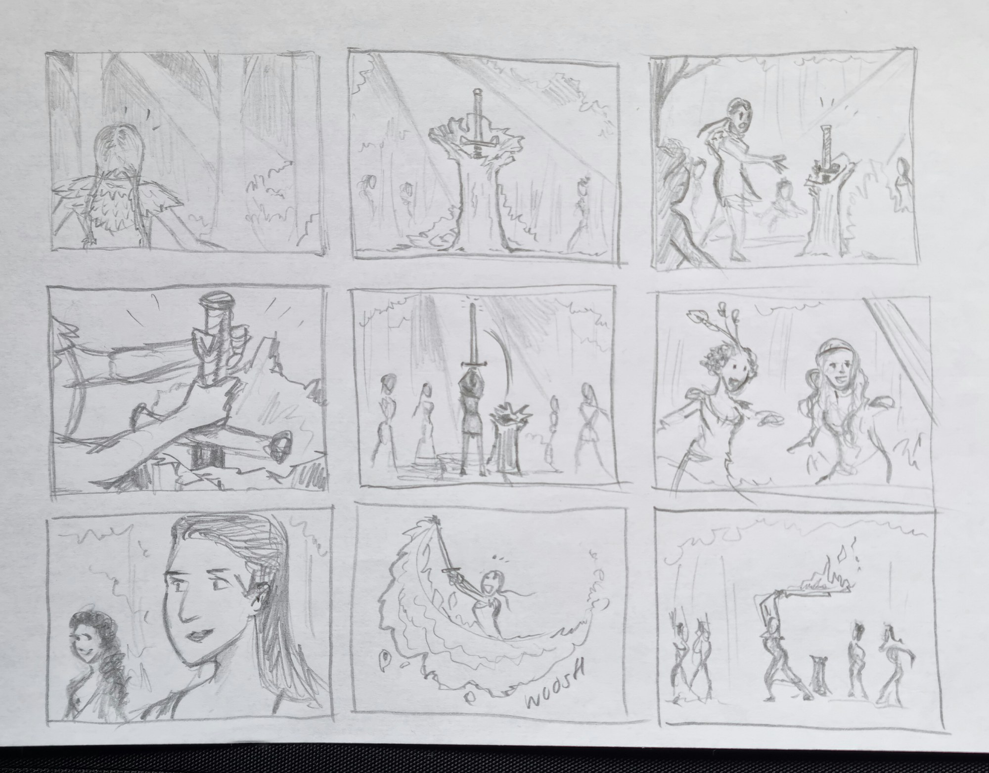 Handgetekend storyboard voor WanderLust van Elwin Rijken.