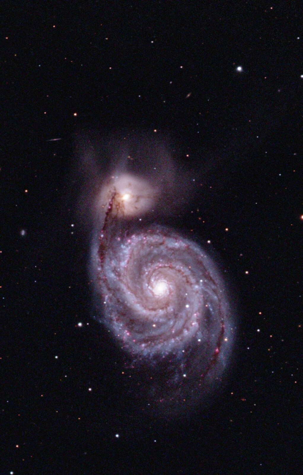 Het Draaikolkstelsel M51, gefotografeerd door Eugène de Goeij.