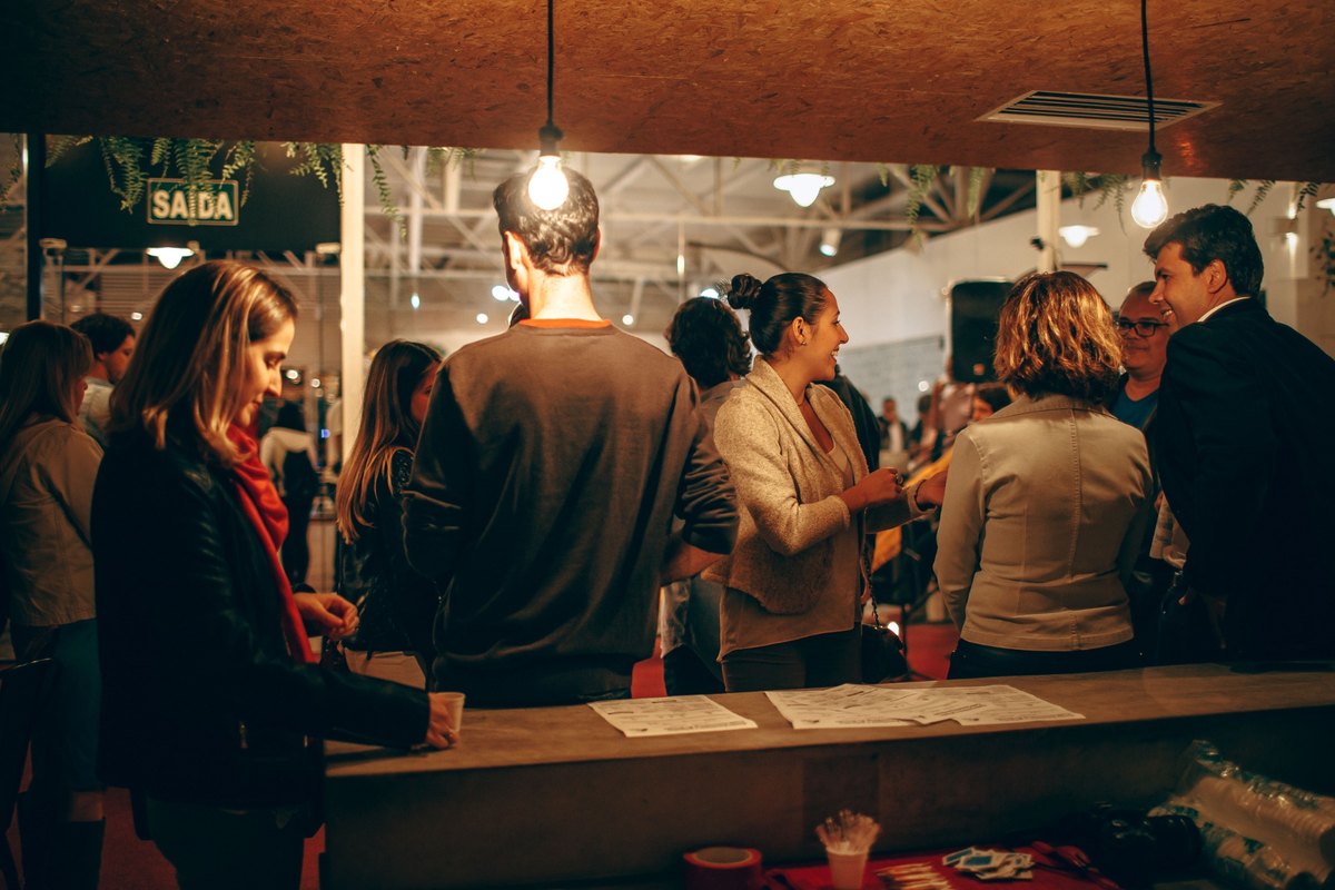 Creatives meeting and networking at an indoor event
