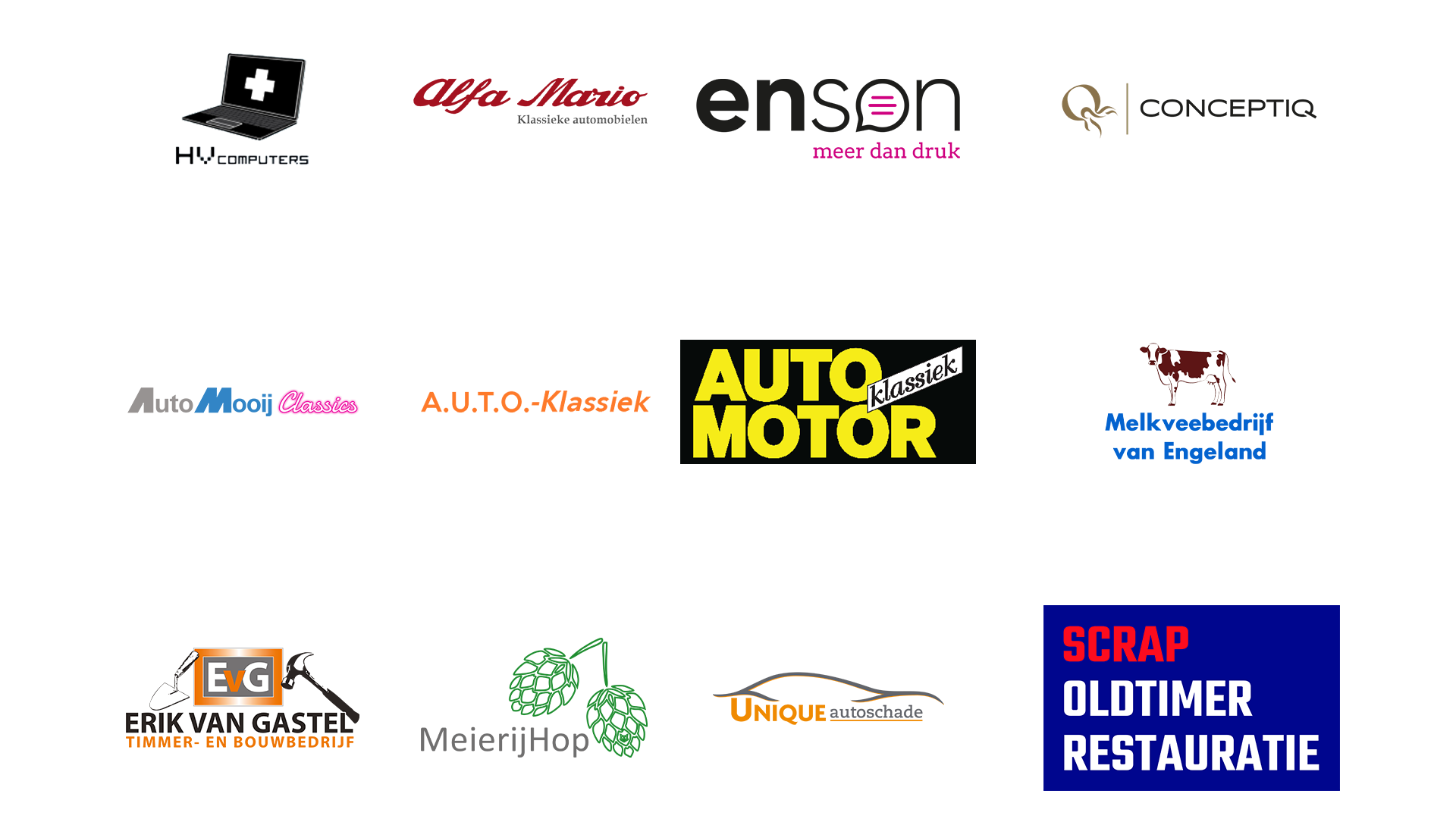 Logo's van sponsoren van de ALS Autokalender 2025